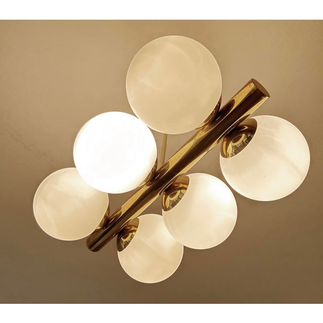 Vintage Glass Pendant Light in the style of Stilnovo, 1950s For Sale - Image 10 of 18