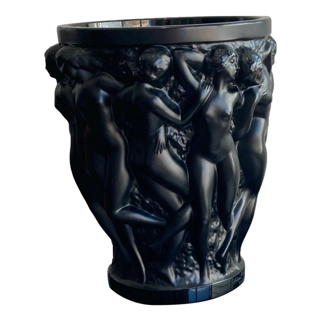 Lalique Vase, Bacchantes Black Collection Large Limited Edition For Sale