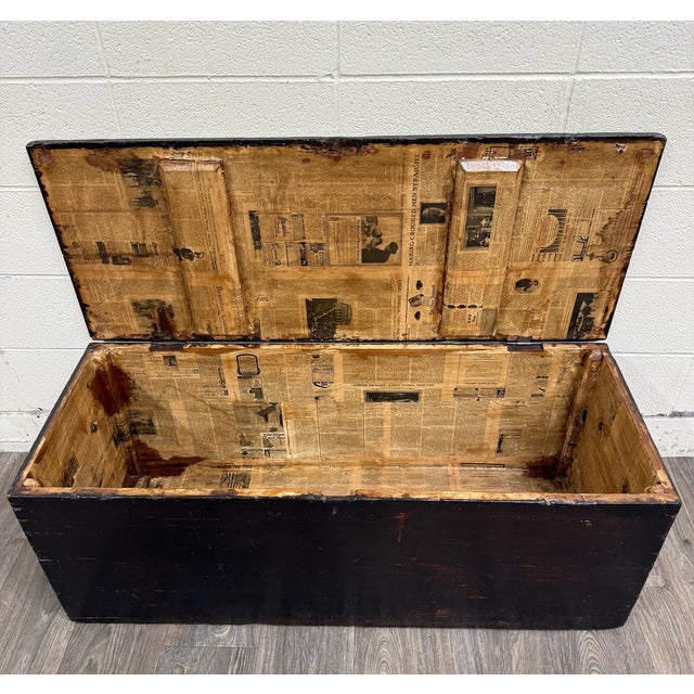 Antique Primitive Painted Pine Blanket Chest Trunk For Sale - Image 15 of 15