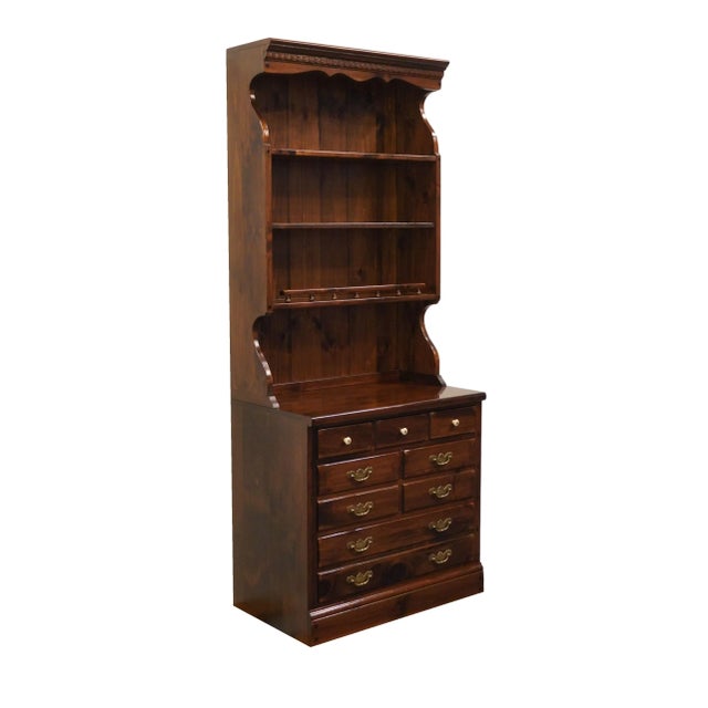 Ethan Allen Ethan Allen Antiqued Pine Old Tavern Crp Custom Room Plan 32" Chest W. Bookcase Top 12-4030 / 12-4036 For Sale - Image 4 of 11