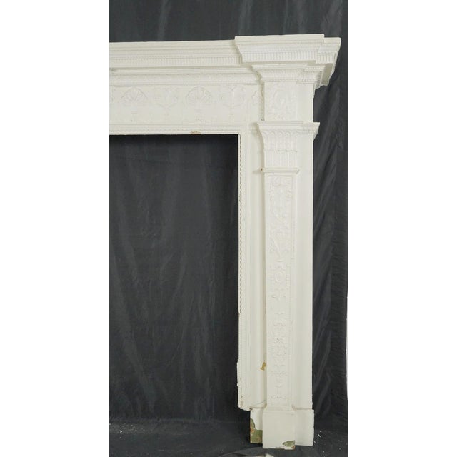 Antique Victorian White Wooden Fireplace Mantel For Sale - Image 9 of 12