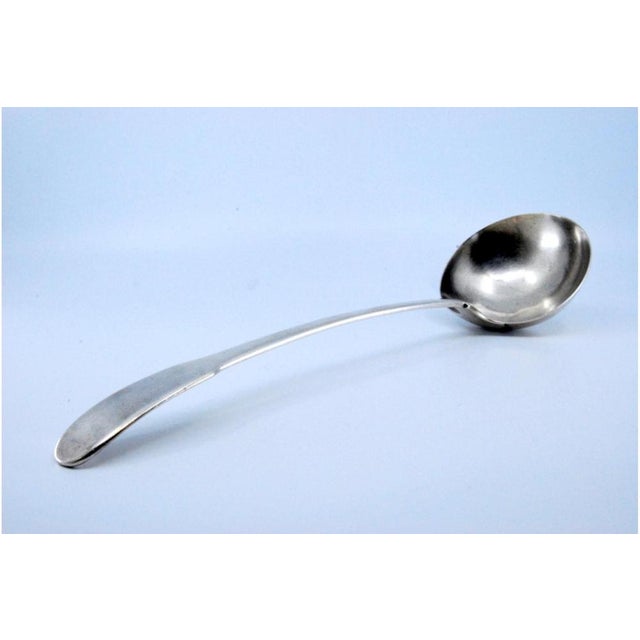 Silver Plain Silver Soup Ladle with Handle For Sale - Image 8 of 10