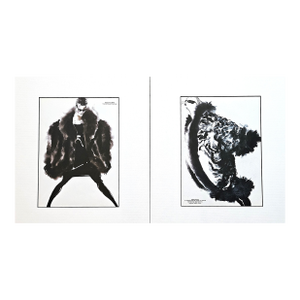 1983 Set of 2- Dior,Yves St Laurent Fashion Prints by Tony Viramontes , Matted