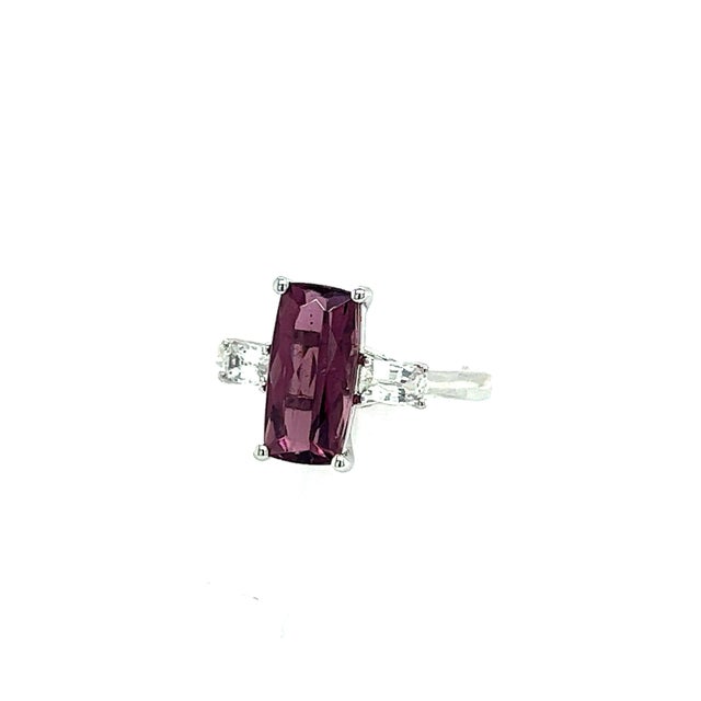 Metal Natural Tourmaline White Sapphire Ring 7 14k W Gold 3.57 TCW Certified For Sale - Image 7 of 9