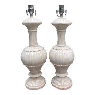 Moorish Bone Inlay Lamps - a Pair For Sale