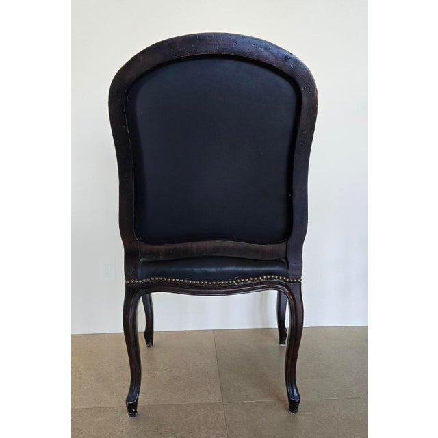 Black 1970s French Louis XV Style Leather Fauteuil Arm Chairs With Leather Upholstery, 2 Pieces For Sale - Image 8 of 9