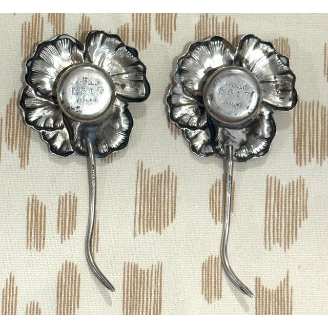 Silver Mid 20th Century Sterling Flower Salt & Pepper Shakers For Sale - Image 8 of 12