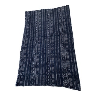 Vintage African Black and White Mud Cloth Textile Mali 68" by 38" For Sale