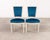 Set of Eight Louis XVI Style Painted Dining Chairs in Blue Velvet For Sale - Image 4 of 18