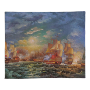 Mid-20th Century Signed G. Tiom - Naval Battle Scene, Oil on Canvas