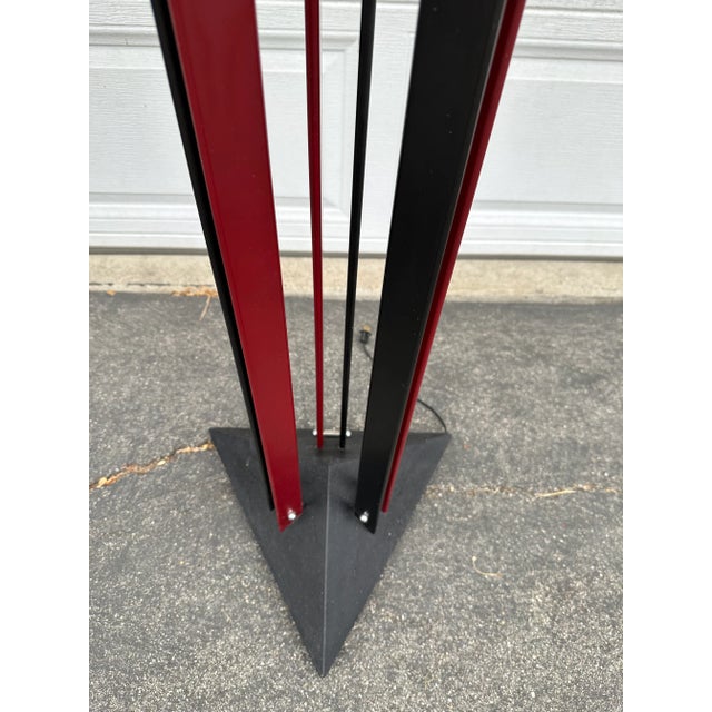 This is a rare version, Maroon colored Robert Sonneman "Echoes of Vienna" metal industrial, postmodern or mid century...