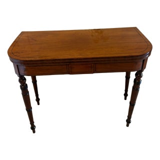 Antique Georgian Mahogany Inlaid Fold-Over Card Table, 1800 For Sale
