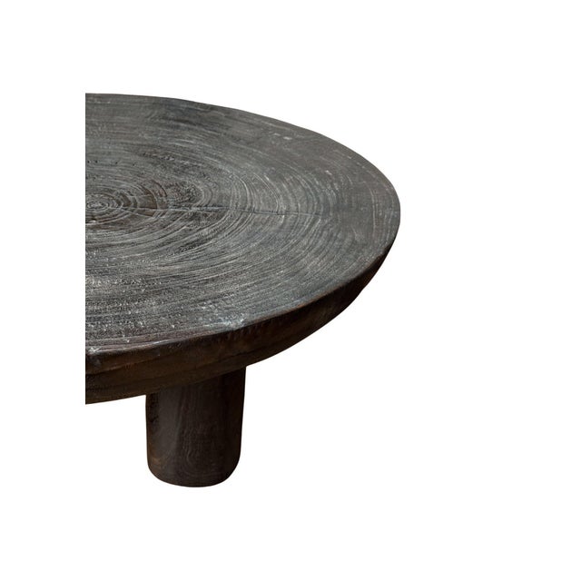 Not Yet Made - Made To Order Sculptural Burnt Suar Wood Side Table in Espresso Finish, Modern Organic For Sale - Image 5 of 6