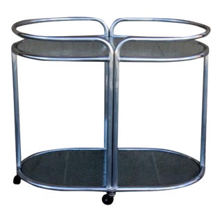 1970s Vintage Polished Aluminun Bar Cart For Sale