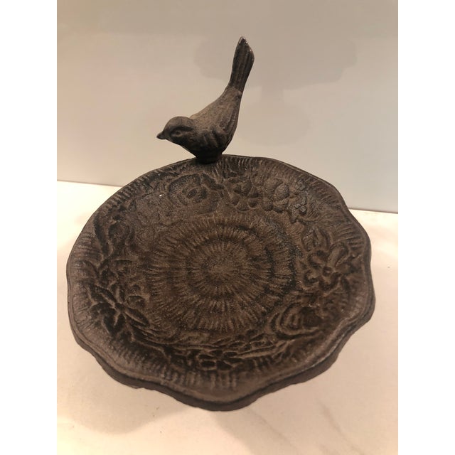 Metal Vintage Cast Iron Bird Bath Decorative Bowl on Pedestal For Sale - Image 7 of 7