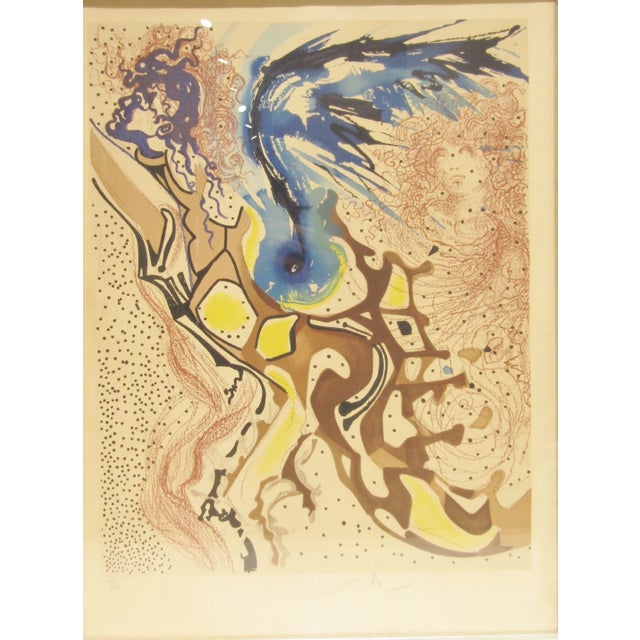 This product is an original pencil signed Salvador Dali lithograph titled "Angels of the Rebirth" from 1968. The medium-...