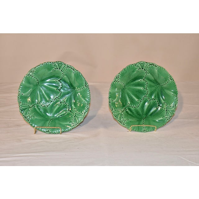 Pair of 19th century Copeland & Garrett (Spode) majolica plates with the early impressed mark, dating the plates from...