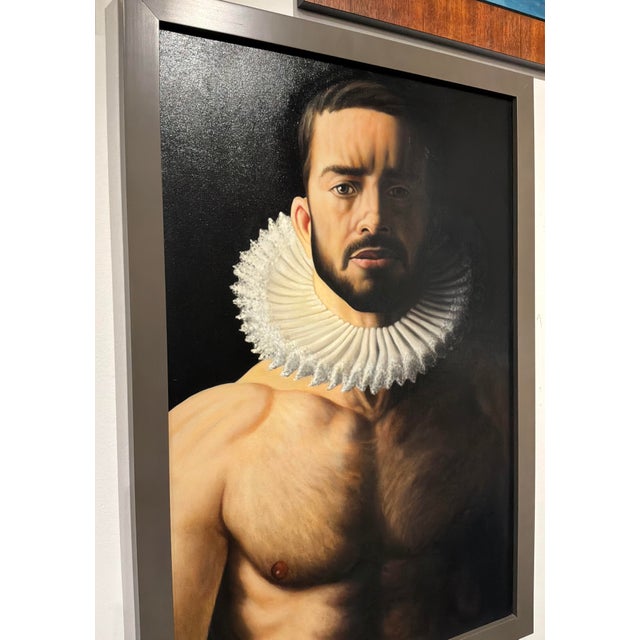 Modern Painting of a Man in an Elizabethan Collar by Brad Erickson For Sale - Image 3 of 6