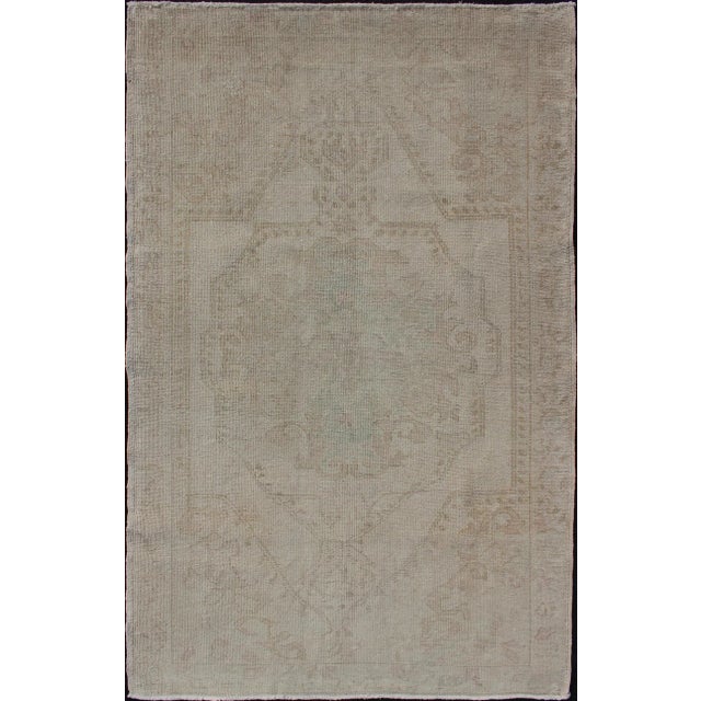 Vintage Turkish Oushak With Large Medallion in Muted Earth Tones For Sale - Image 10 of 10