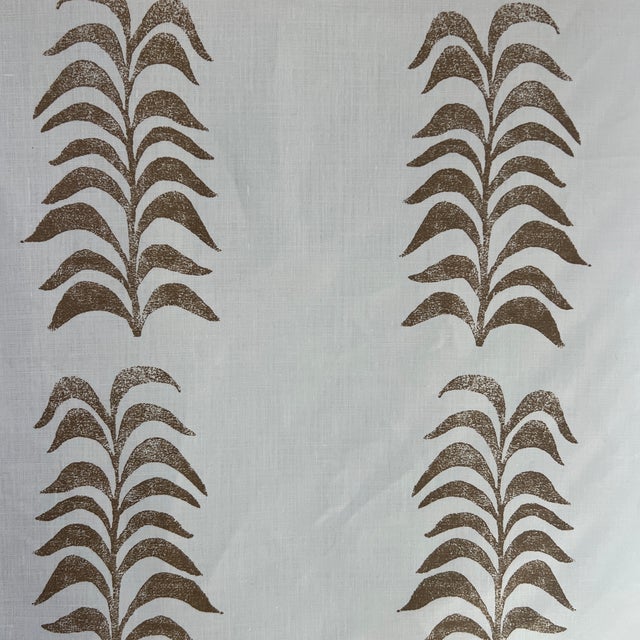 Heather Chadduck Grande Frond in Caramel Linen Fabric- 2 Yards For Sale - Image 4 of 7