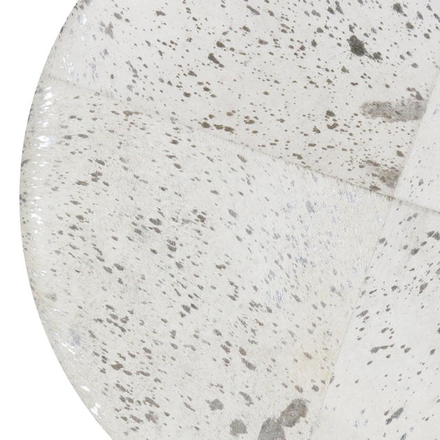 2020s Pasargad Home Safari Cowhide Ottoman With Steel Base For Sale - Image 5 of 6