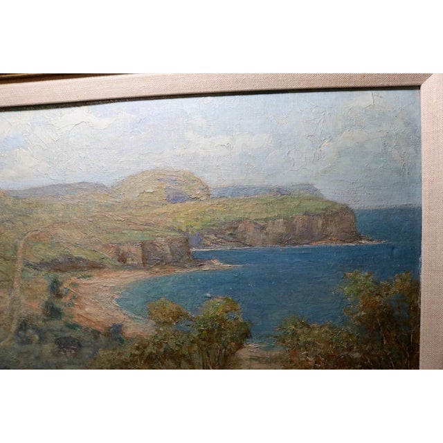 Paint Antique 1900's Original Joseph Wolinski Landscape Coast Nautical Oil Painting For Sale - Image 7 of 12