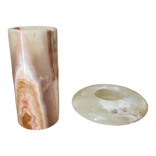 Onyx Candle Holders, a Pair For Sale