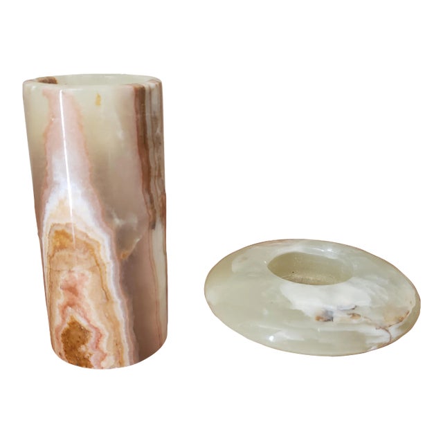 Onyx Candle Holders, a Pair For Sale