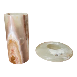 Onyx Candle Holders, a Pair