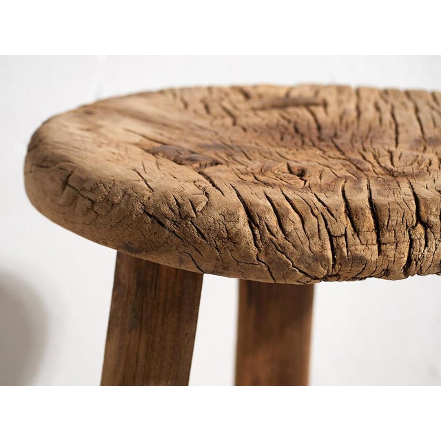 Wood Antique Primitive Stool, 1920s For Sale - Image 7 of 9