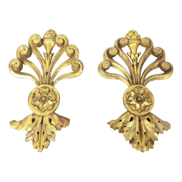 Regency Gilt Wood Gesso Wall Appliqués For Sale