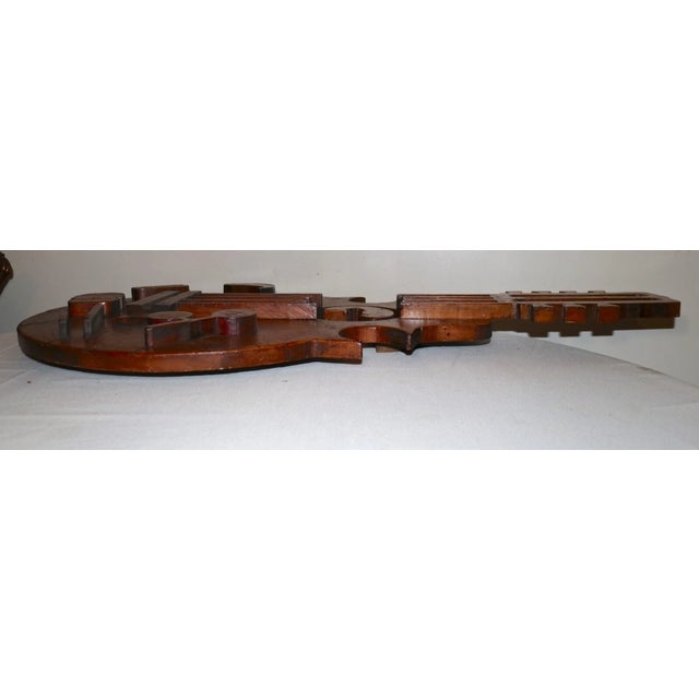 Wood Huge 3.5 Foot Antique Hand Carved Wood Folk Art Guitar Music Bar Wall Trade Sign For Sale - Image 7 of 11