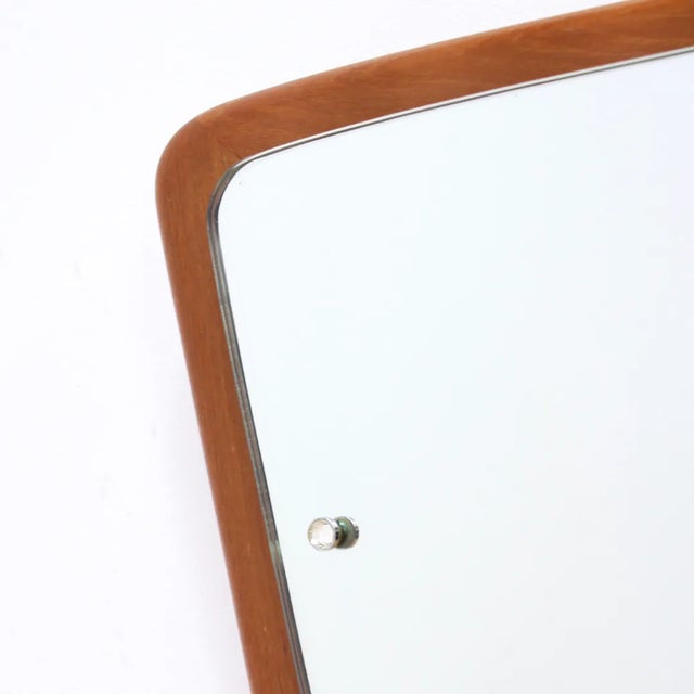 Wood Mid Century Teak Curved Landscape Mirror For Sale - Image 7 of 8
