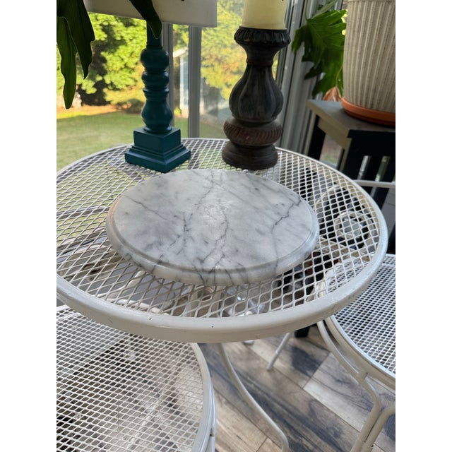 Mid-Century Modern Round White Marble Lazy Susan/Serving Tray For Sale - Image 3 of 9