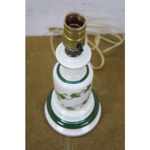 Vintage Porcelain Green Ivy Wine Vanity Boudoir Table Lamp 12" For Sale - Image 9 of 13