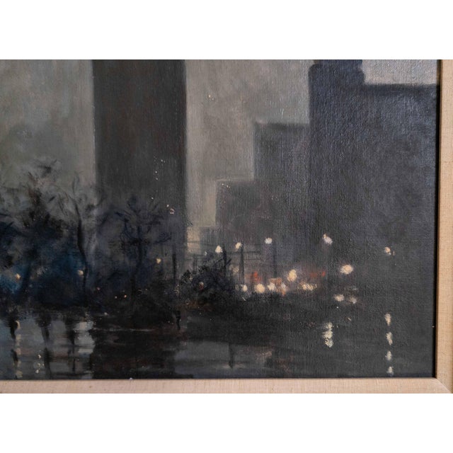 Mid-Century American Tonalist Nocturne Painting of Flatiron Building New York City For Sale - Image 11 of 15