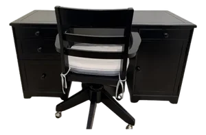 Pottery Barn Teen Black Hamptom Power Storage Desk 57" and Chair