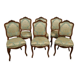 Set of 6 Antique French Provincial Petite Fruitwood Dining Chairs For Sale