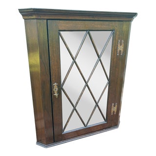 1800s English Labeled Victorian Hanging Corner Cabinet Cupboard For Sale