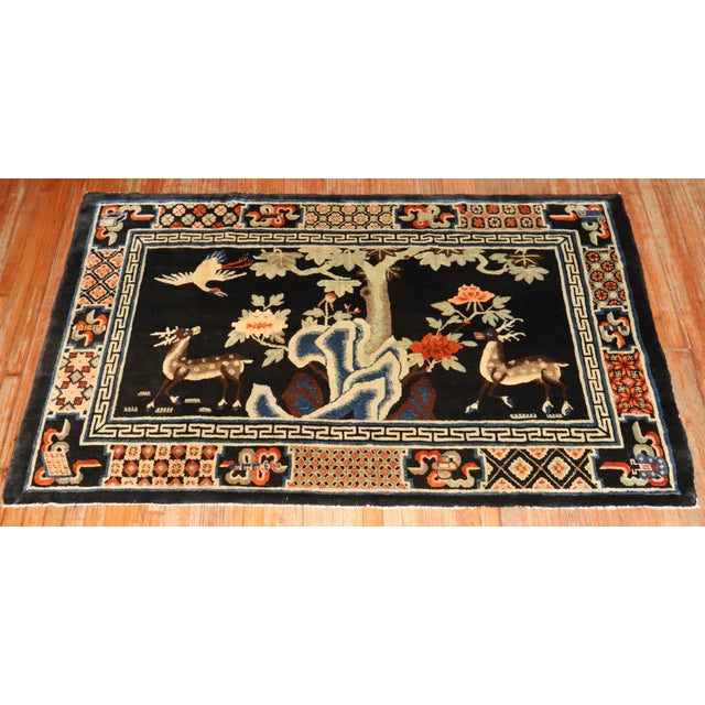 Early 20th Century Zabihi Collection Chinese Batou Pictorial Rug - 4'4" x 6'9" For Sale - Image 9 of 10