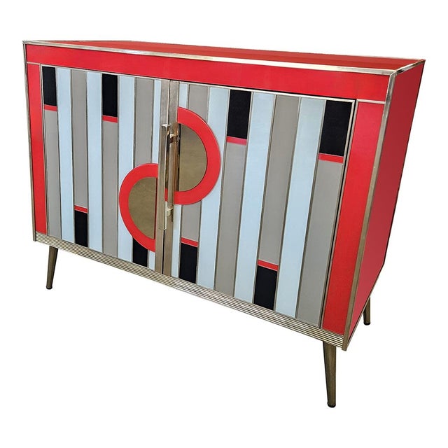 1980s Red Glass Sideboard, 1980s For Sale - Image 5 of 10