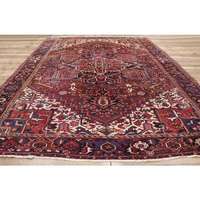 Textile Antique Persian Heriz Rug, 09'03 X 12'04 For Sale - Image 7 of 9