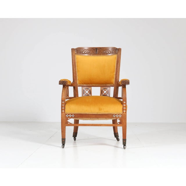 Set of Antique Art Nouveau Oak Armchairs from H.F. Jansen & Zonen Hofleverancier For Sale - Image 4 of 10