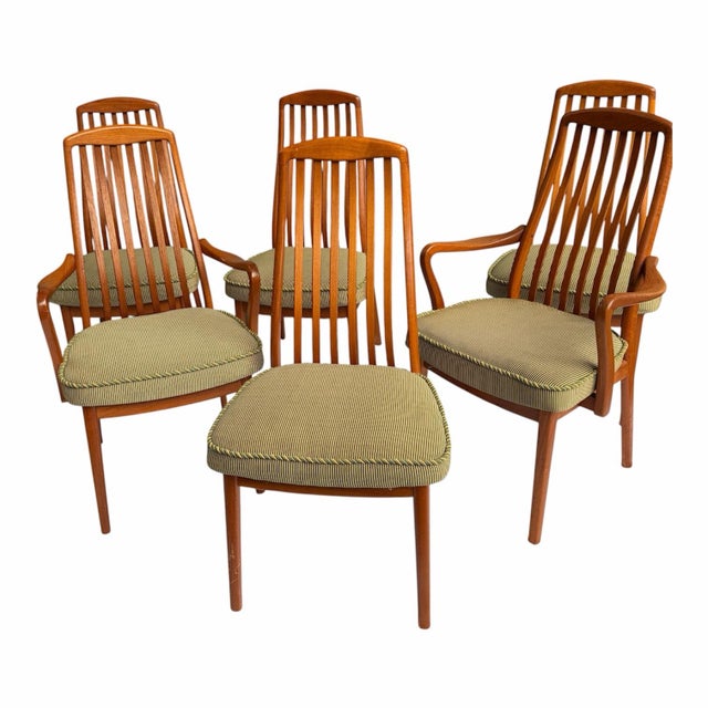 1970s 1970s Danish Modern Teak Dining Chairs, Set of 6 (2 Armchairs), Preben Schou Andersen Attributed For Sale - Image 5 of 12