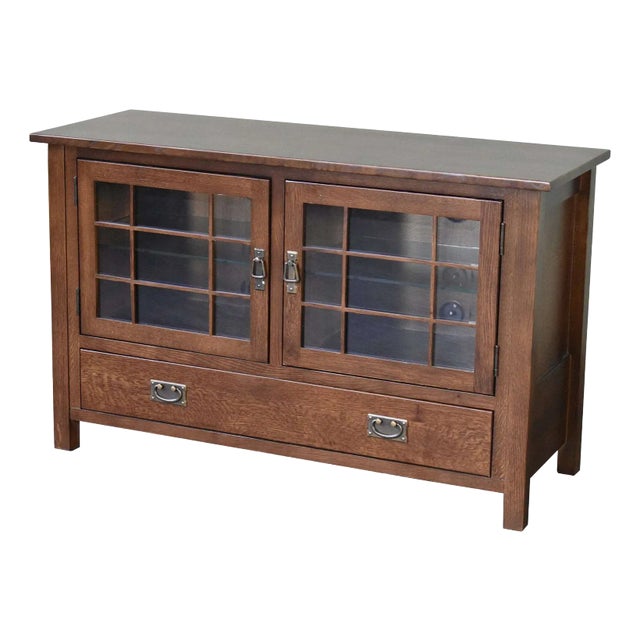 Mission Quarter Sawn Oak Tv Stand - Walnut For Sale