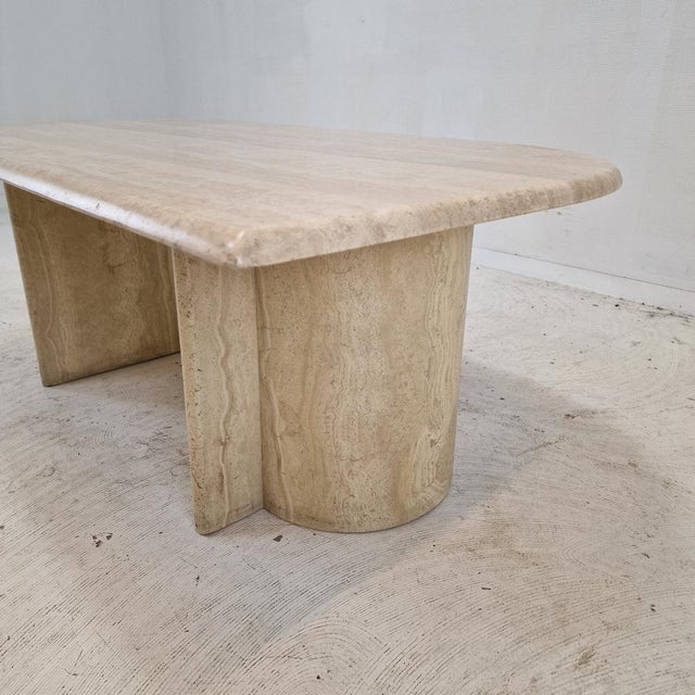 Italian Coffee Table in Travertine, 1980s For Sale - Image 12 of 16