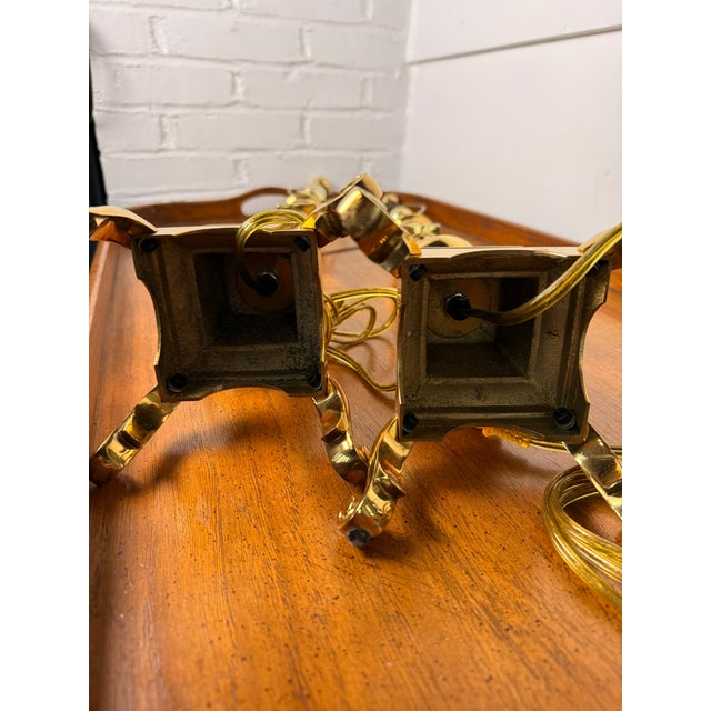 Mid 20th Century Tall Brass Footed Lamps - a Pair For Sale - Image 10 of 13