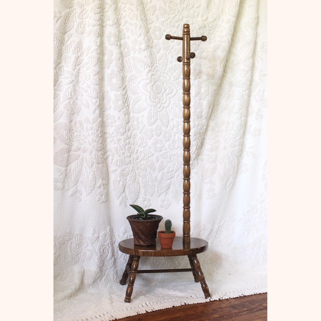 1950s Handmade Combo Wood Stool With a Hanger For Sale - Image 9 of 11
