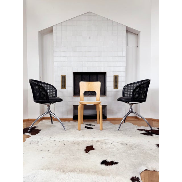 Black 1990s Set of 4 Paolo Rizzatto Alias 901 Young Lady Chairs Black Seat & Cane, Aluminum For Sale - Image 8 of 18