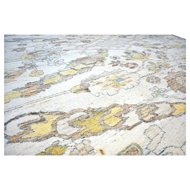 Textile 21st Century Turkish Oushak Wool 10x13 Gold, Ivory & Slate Blue Handmade Area Rug #1144129 For Sale - Image 7 of 13